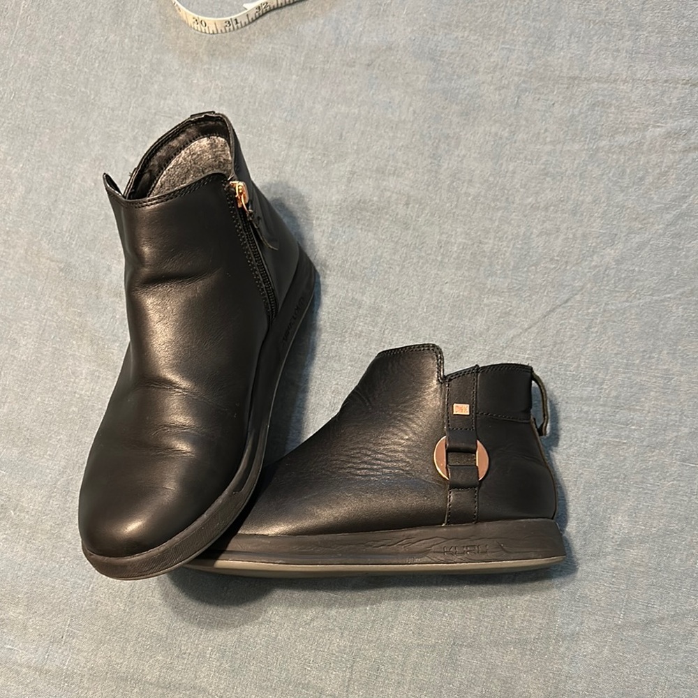 Black Leather Ankle Boots by Kuru